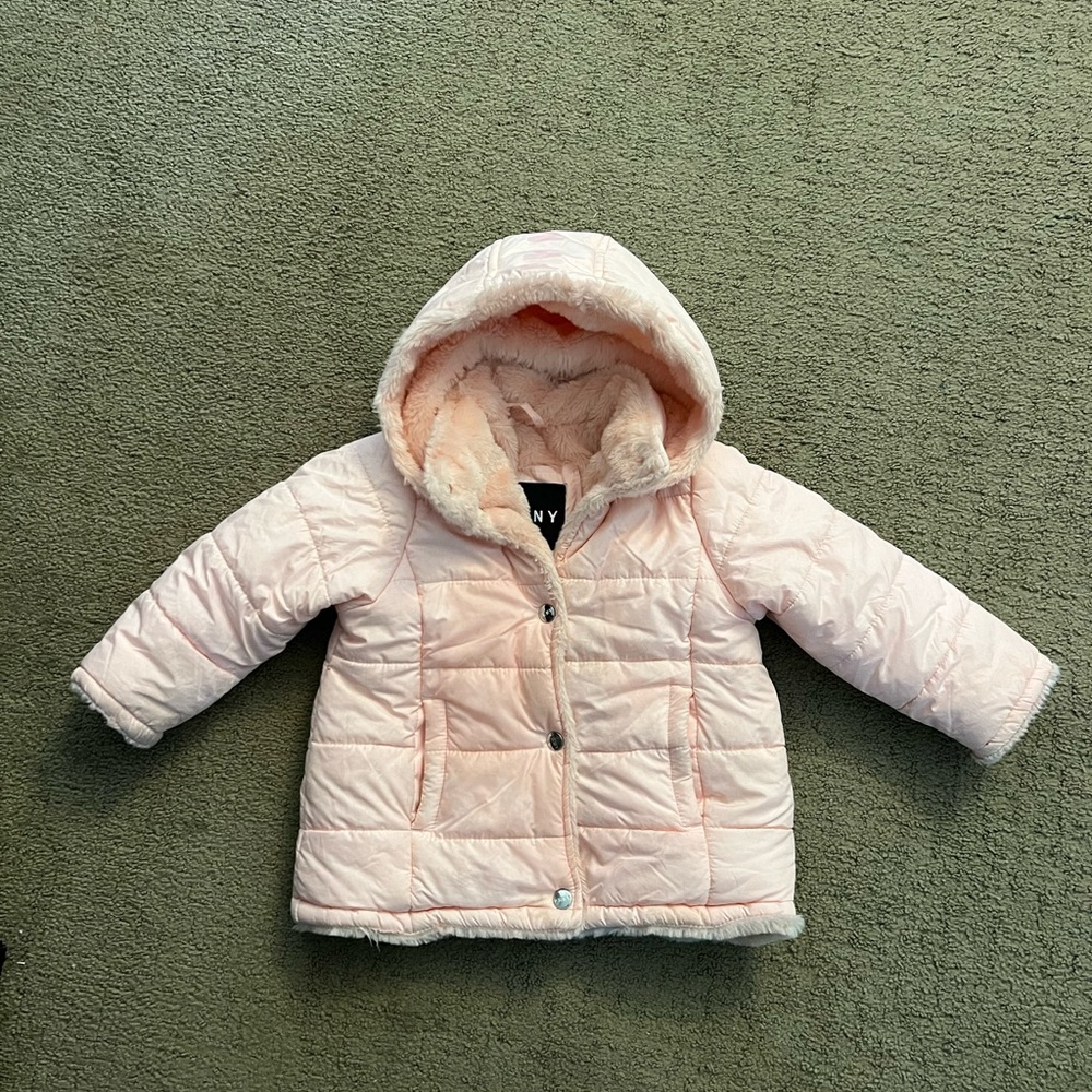 3T DNKY pink puffer jacket